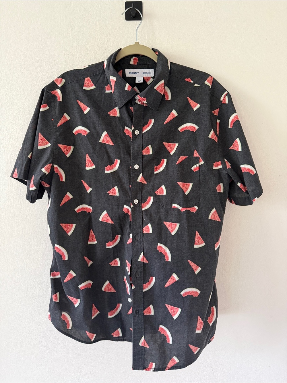 Short-Sleeve Button-Down Shirt with Watermelon Print
